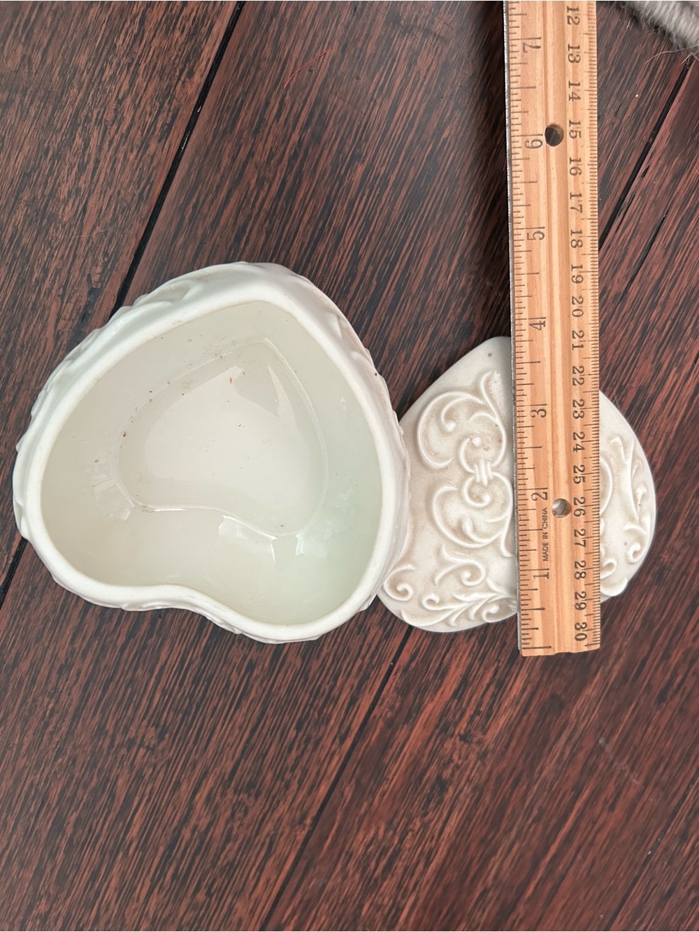 Heart Shaped Trinket Box - Ivory Ceramic